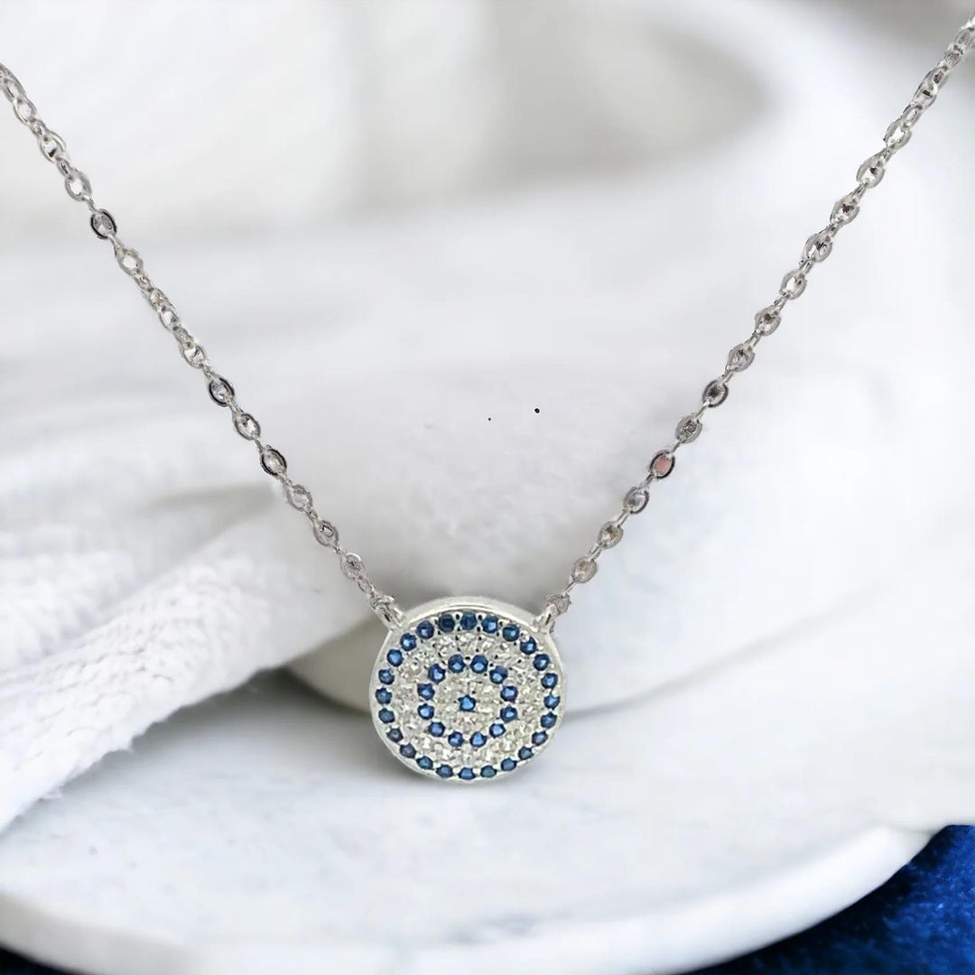 Round Evil Eye w/Stones Necklace LJW525