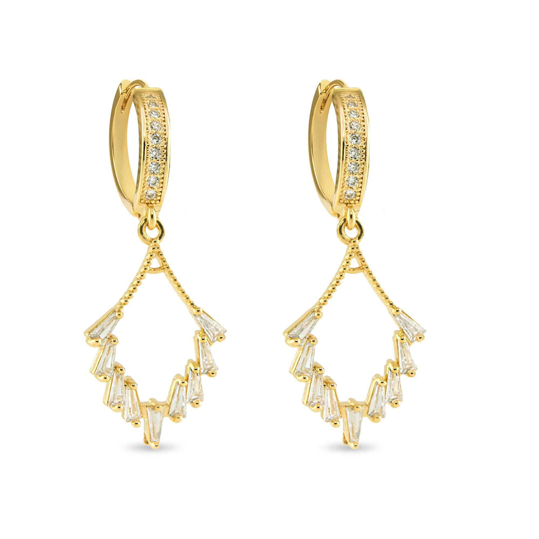 Gold Dangle Earrings- Clear ABC926