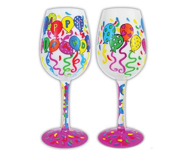 Happy Birthday Wine Glass OAK826