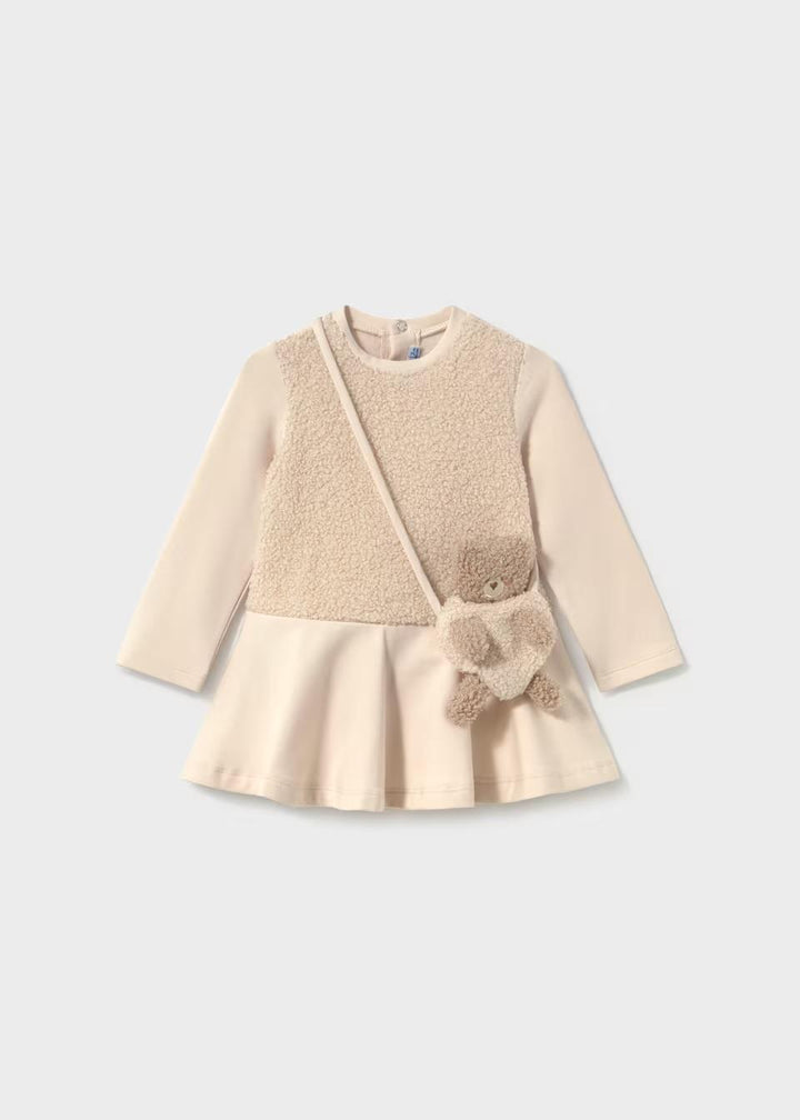 Baby Mixed Fabric Dress w/Teddy Bear Bag MYR726