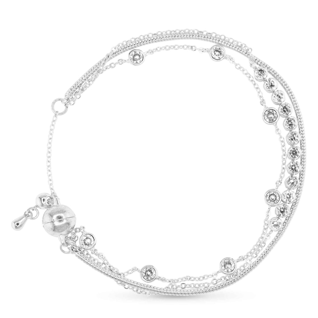 Silver CZ and Snake Chain Bracelet ABC926