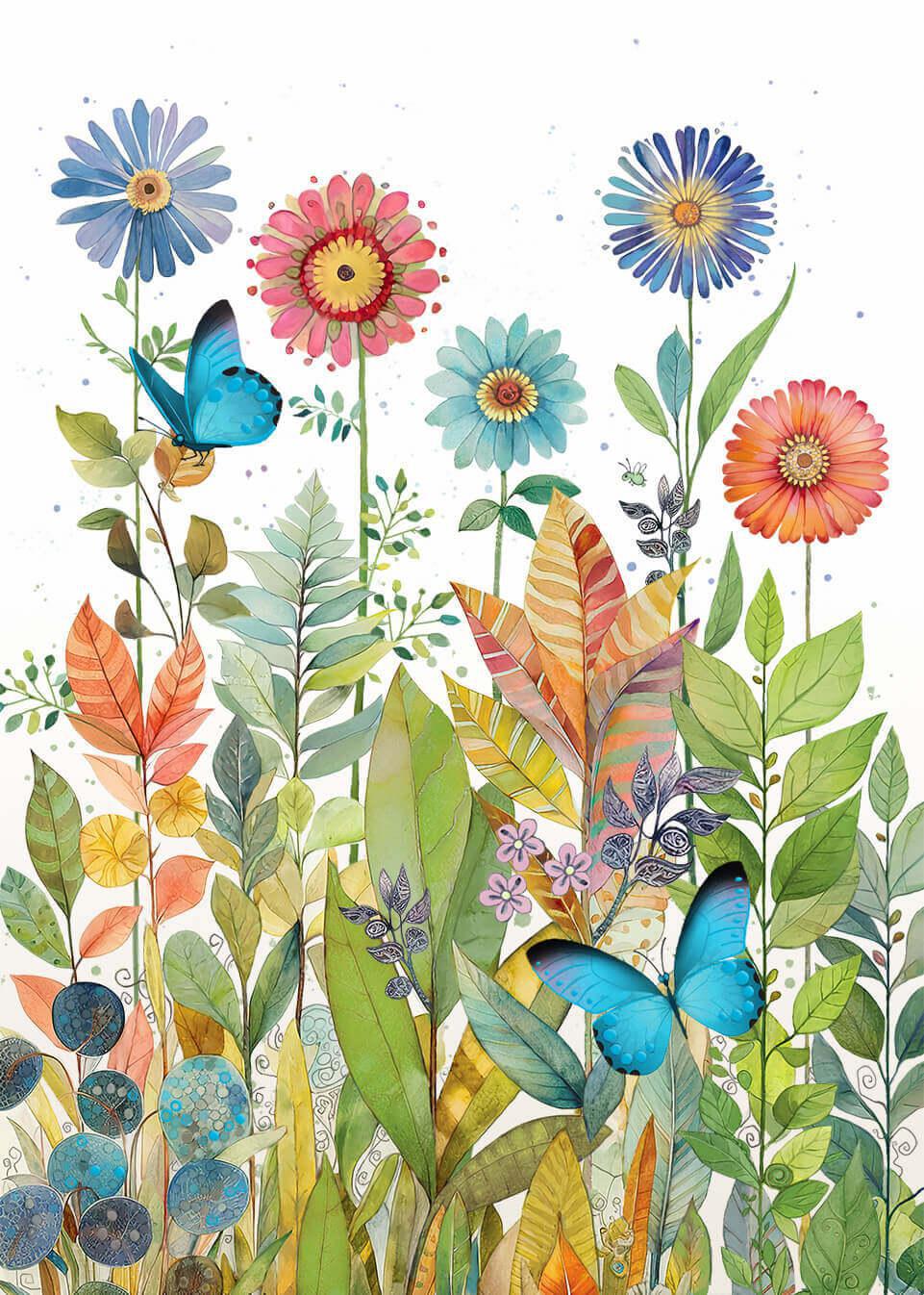 Butterflies and Flowers Blank Card NQI715