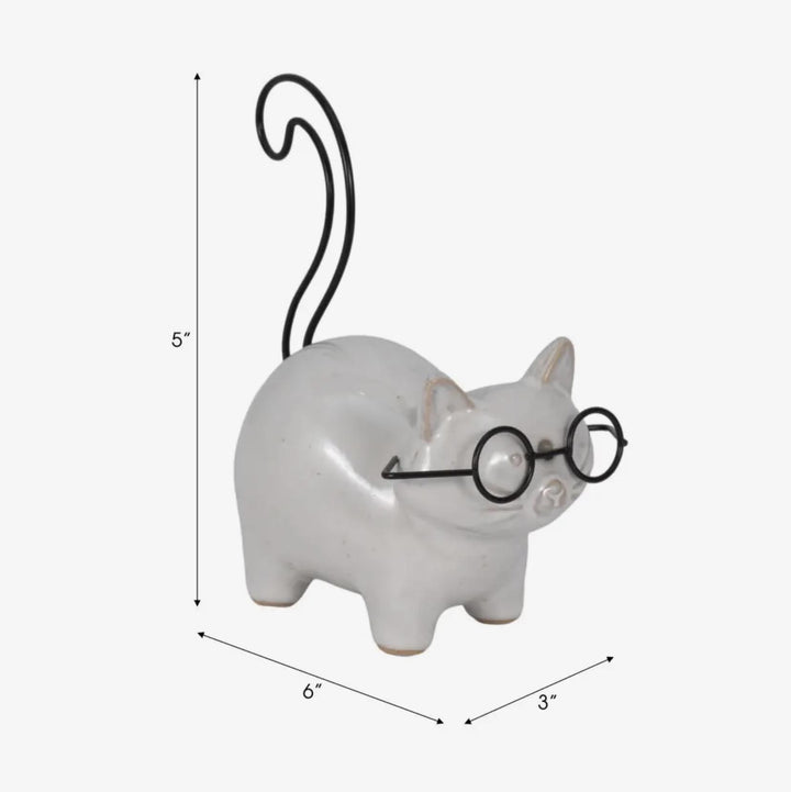 Ceramic Standing Kitten w/Glasses SAG626