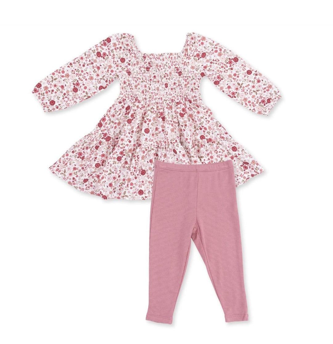 Serene Floral-Cap Sleeve Dress w/Leggings ANG826