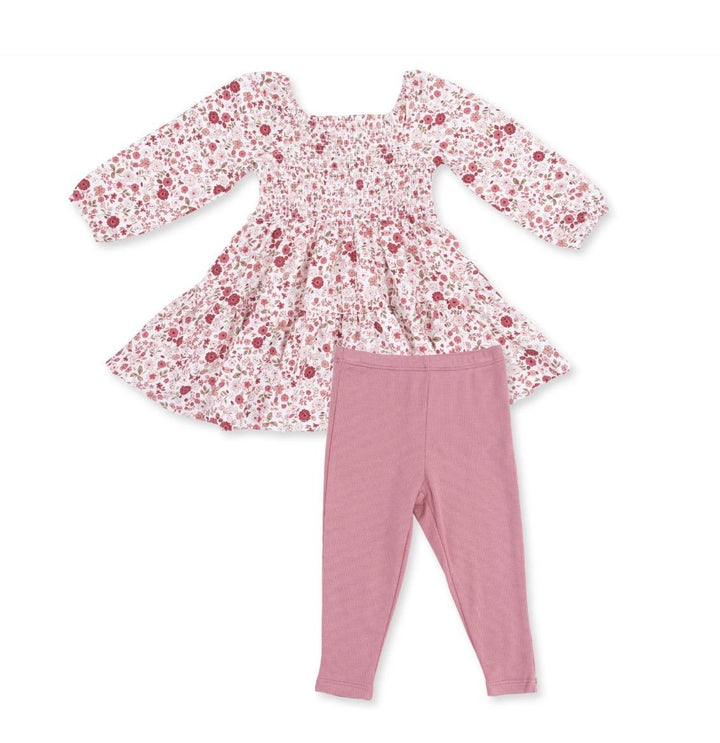 Serene Floral-Cap Sleeve Dress w/Leggings ANG826