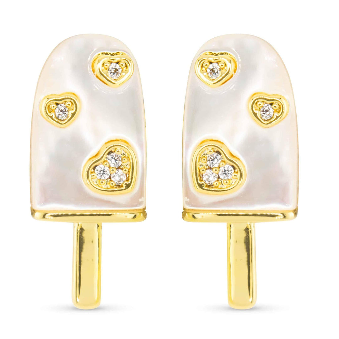Gold CZ Ice Cream Bar Earrings ABC926