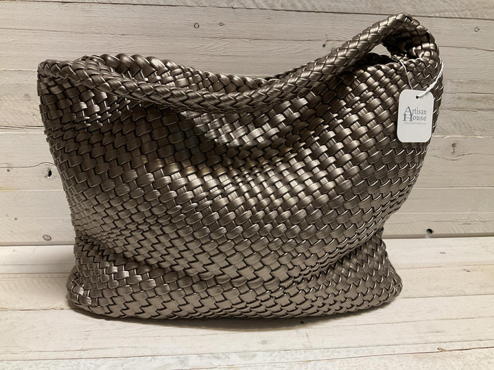 Large Leather Woven Tote EMB1683 EM824