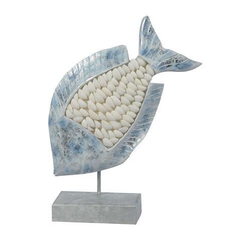 Wooden Shell Body Fish on Base FTG325