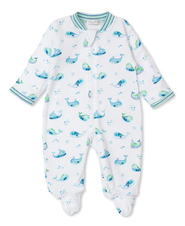 Watercolor Whales Footie w/Zipper KYS