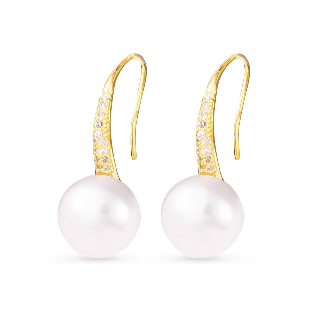 Pearl Stud Hoop Earrings – Gold ABC926