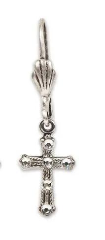Isabella Silver Small Crystal Cross Earrings
