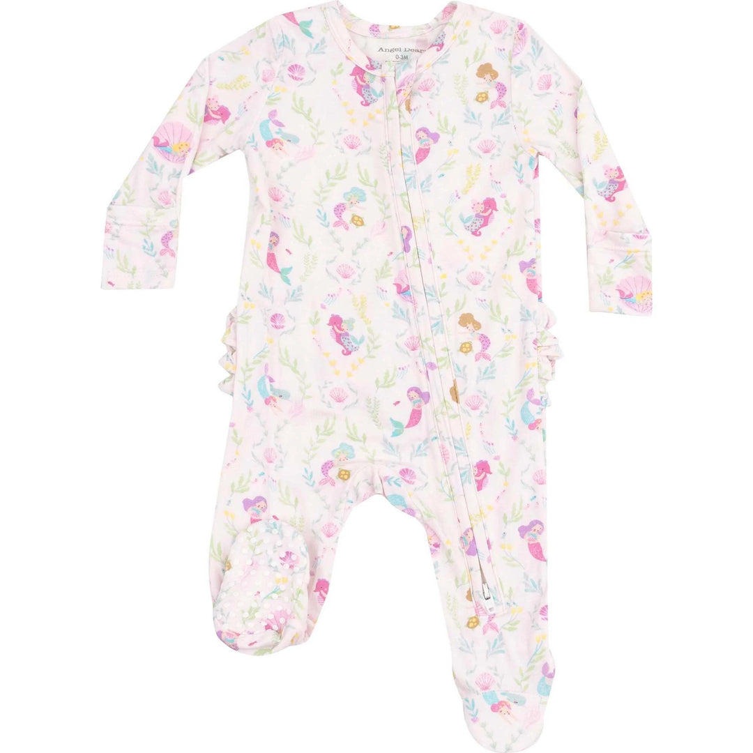 Mermaids 2 Way Zipper Ruffle Back Footie ANG325