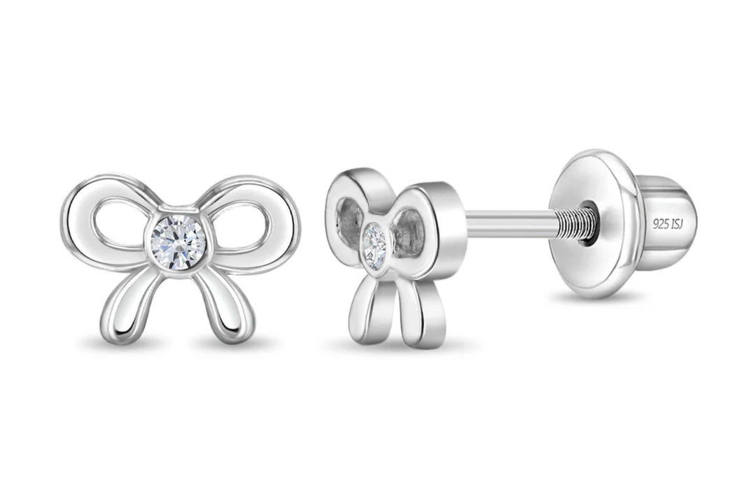 Delicate CZ Bow Studs 925 ISJ1024
