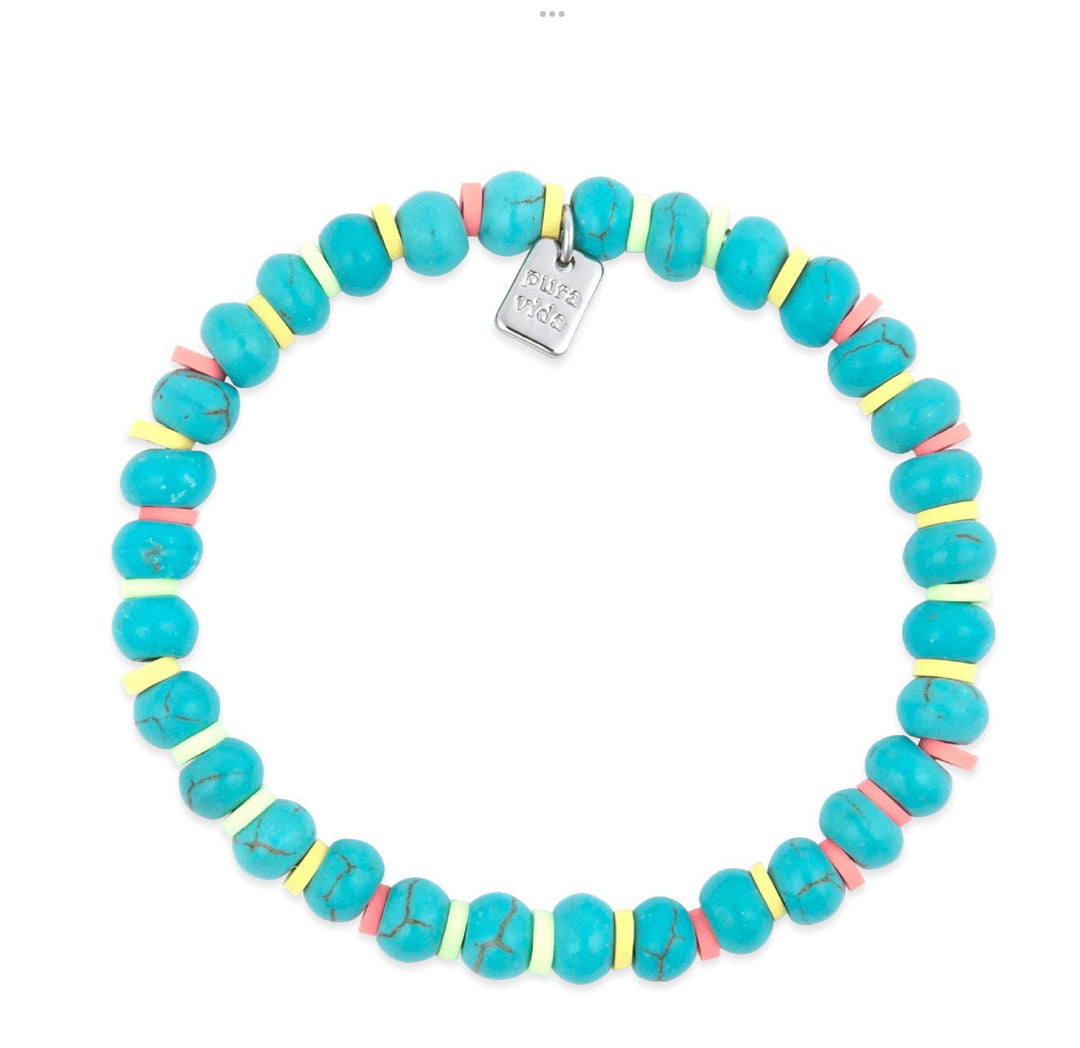 Toska Vinyl Disc Bead Stretch Bracelet PUR525