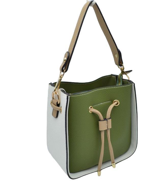 Color Block Bucket Bag 2in1 3 Strap Purse 5263 EMH