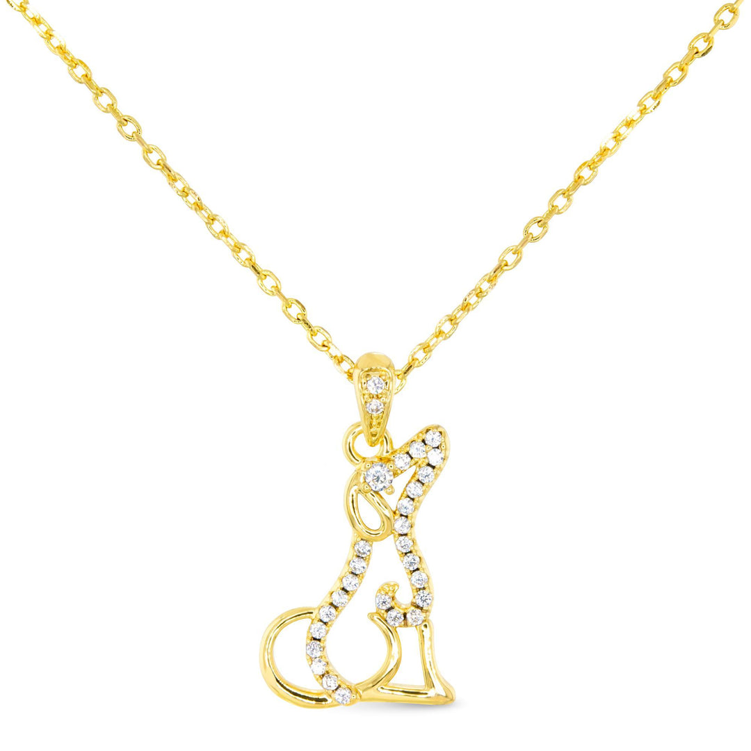 Gold CZ Dog Silhouette Necklace ABC526