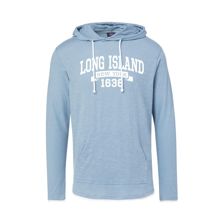 Long Island Miles Slub Hooded Tee L/S Light Denim MVS924