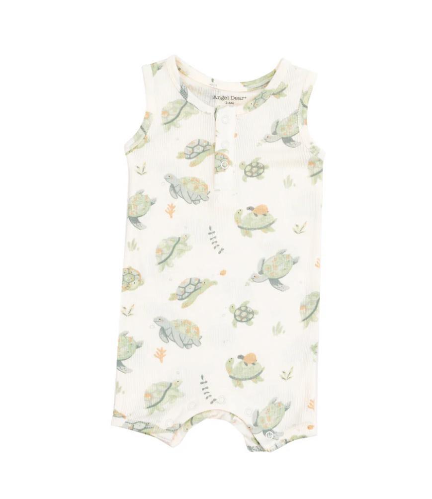 Sea Turtle Rib Sleeveless Shortie Romper ANG325