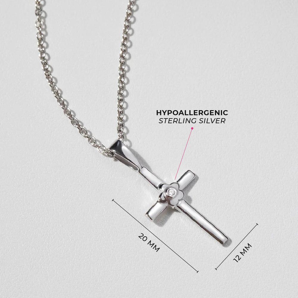 Flower CZ Cross Girls Necklace ISJ1025