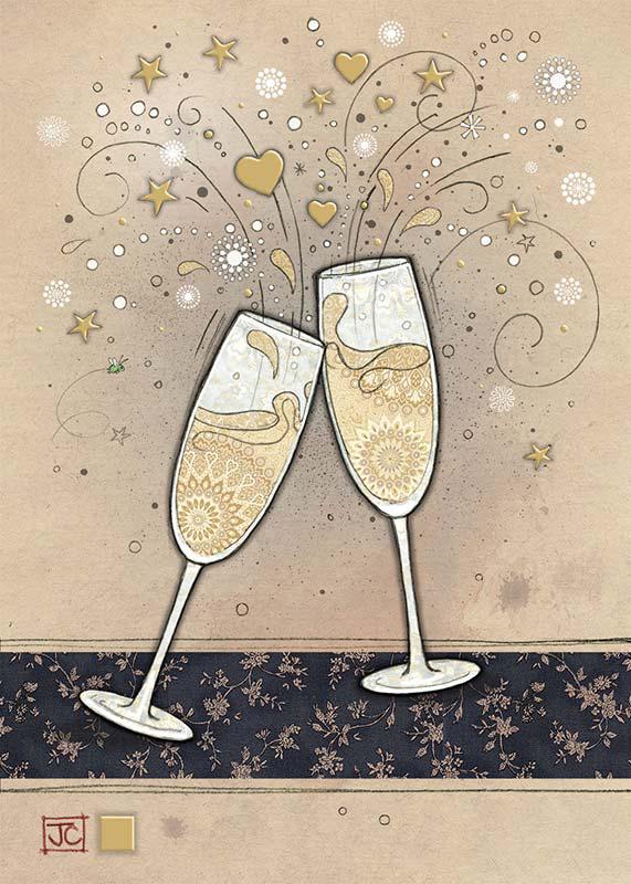 Champagne Glasses Blank Card NQI725