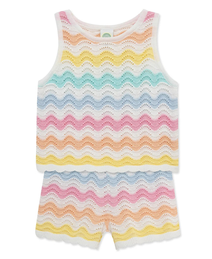Wavy Pointelle Knit Short Set LTM326