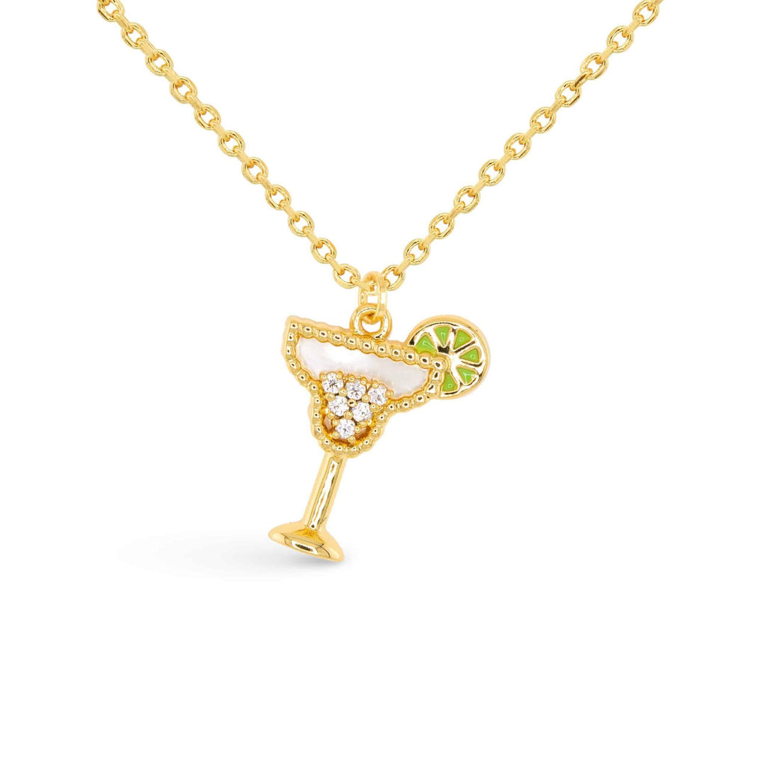 Gold CZ Martini Necklace ABC926