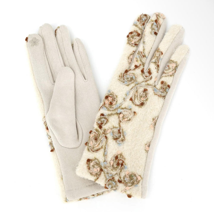 Floral Embroidered Touchscreen Gloves HAN1026