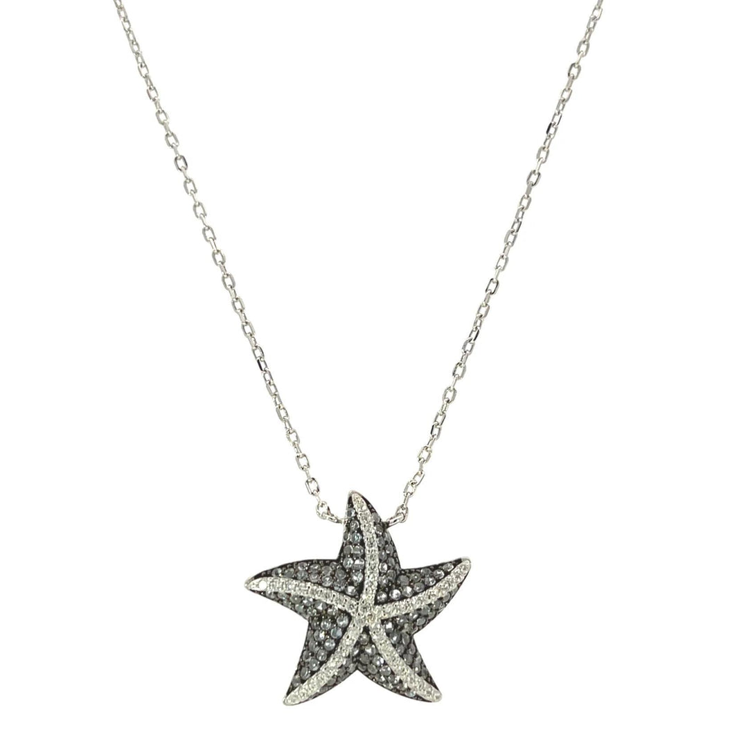 Black & White CZ Starfish Necklace LJW525
