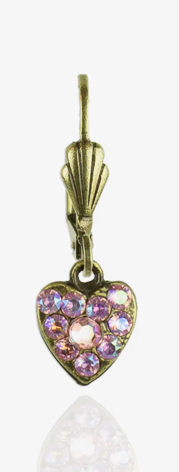 Rome Heart Charm Leverback Earrings AKC0126*