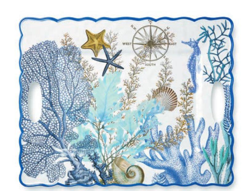 Blue Lagoon Rectangular Platter w/Handles CIC525