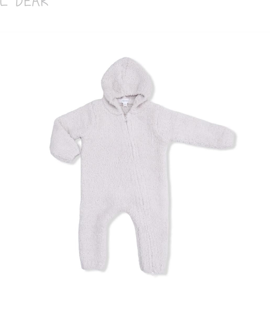 Chenille Hooded Romper Natural ANG326