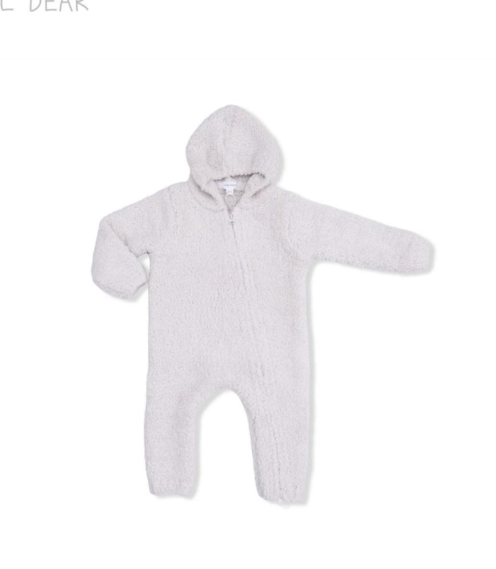 Chenille Hooded Romper Natural ANG326