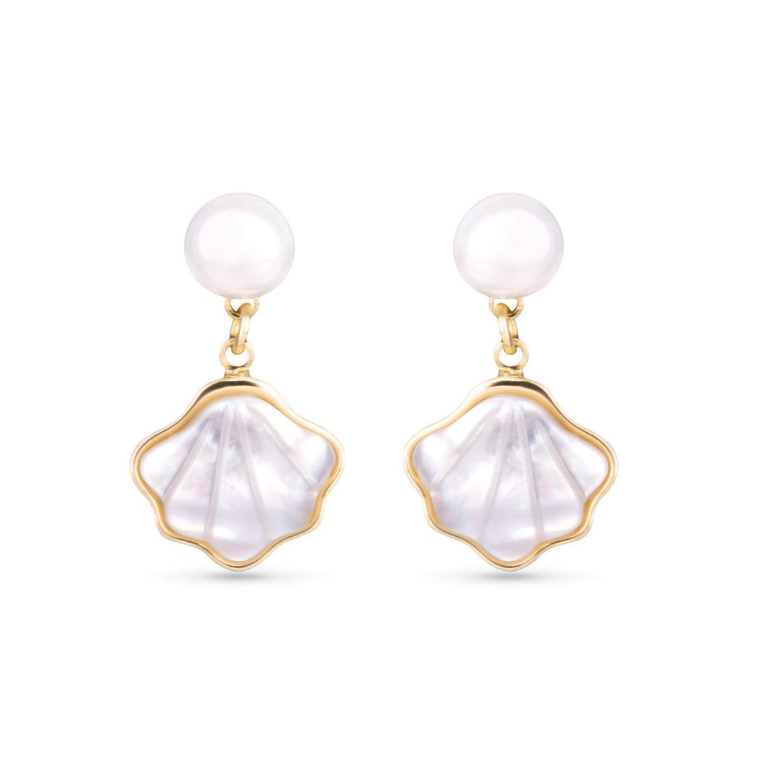 Mother of Pearl Shell Earrings - Gold ABC526
