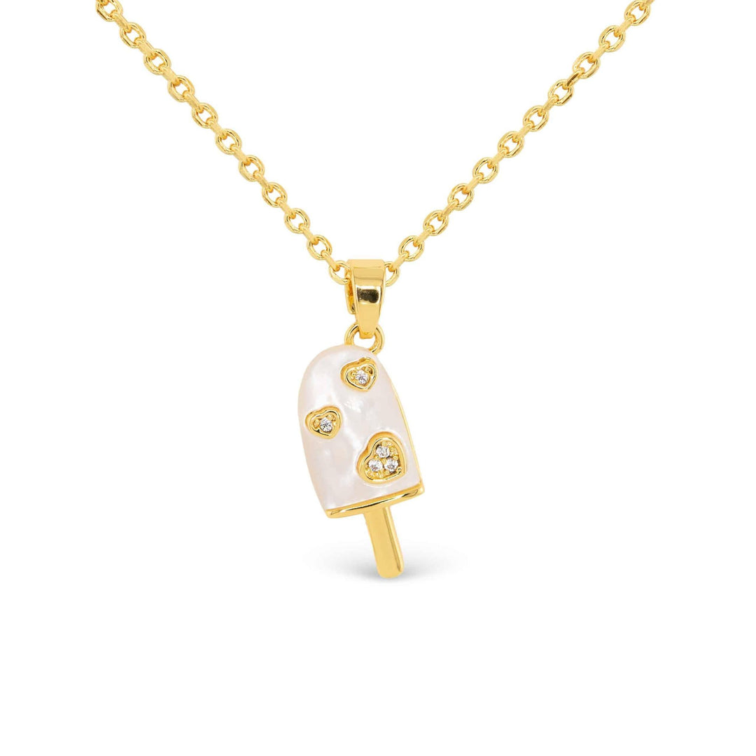 Gold CZ Ice Cream Bar Necklace ABC926