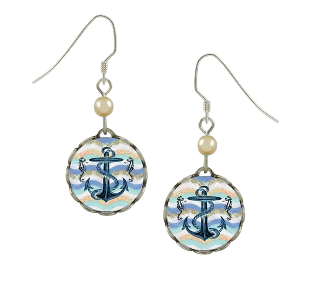 Blue Anchor with Rope Earrings SKY626