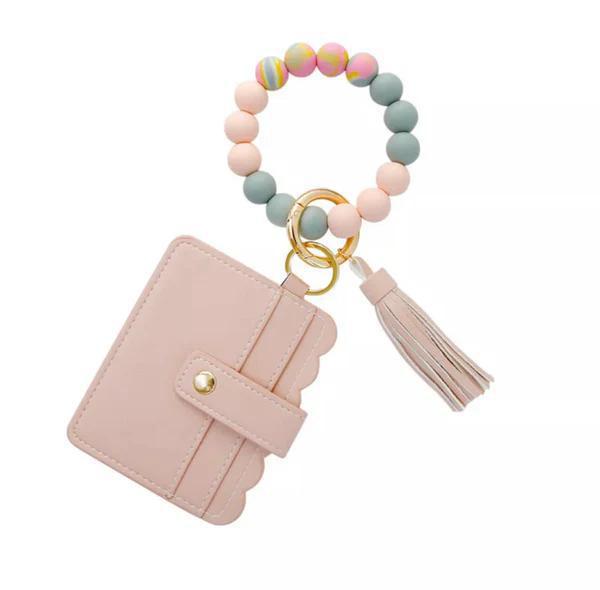 Wallet Wristlet Silicone Bead Tassel Keychain MBZ824