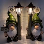 Spring Garden Gnomes w/Solar Lantern ZAR526