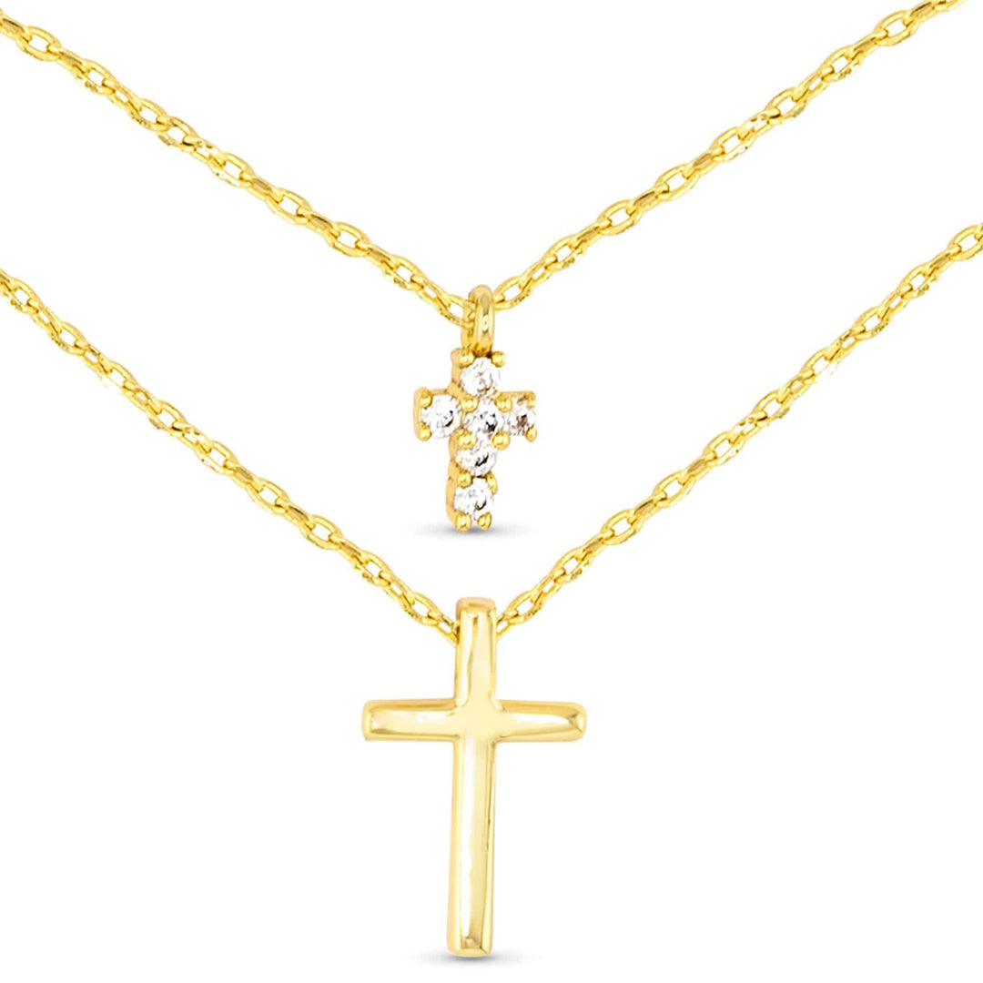 Double Cross Necklace – Gold ABC926