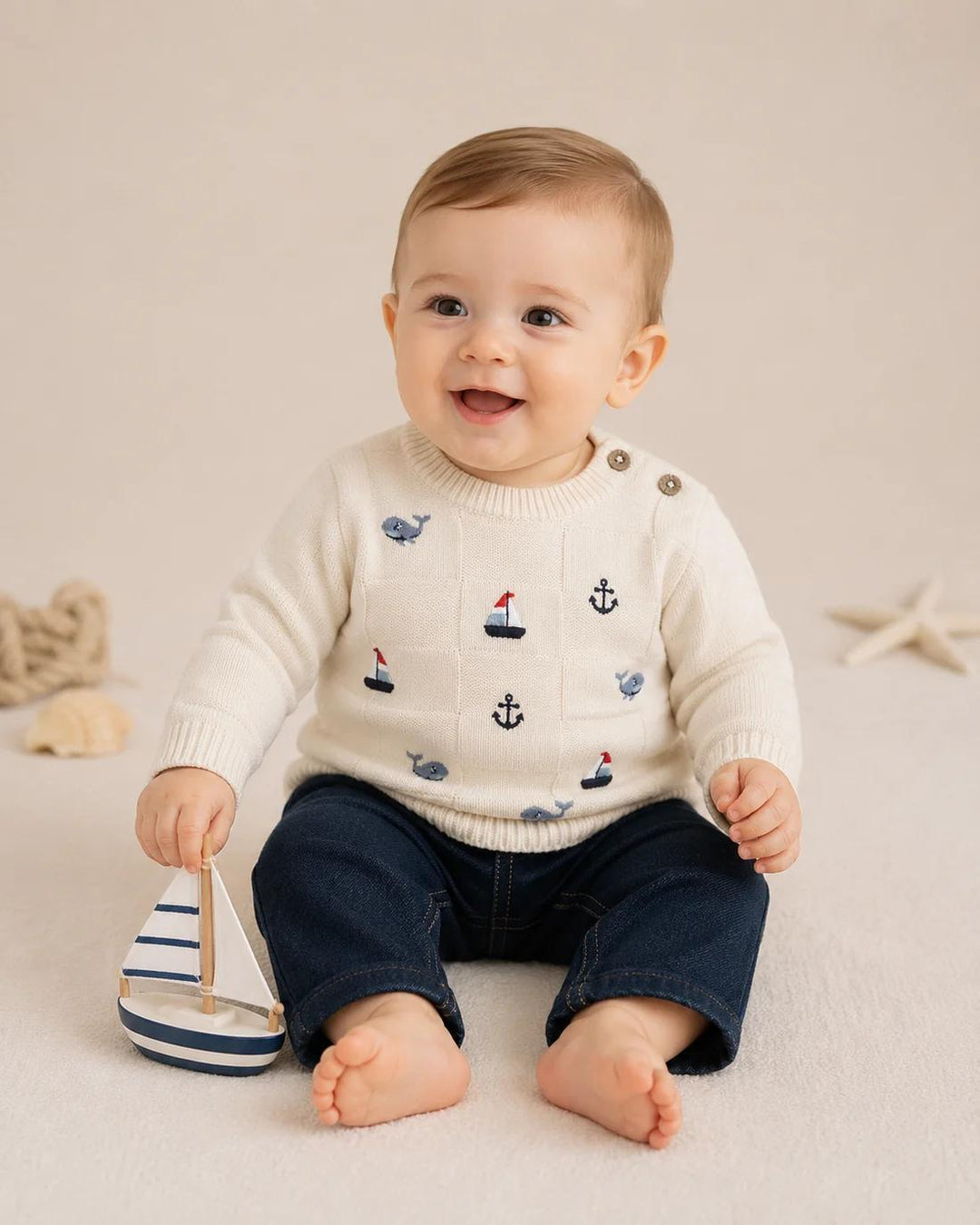 Miles Nautical Embroidered Pullover w/Pants VIV826