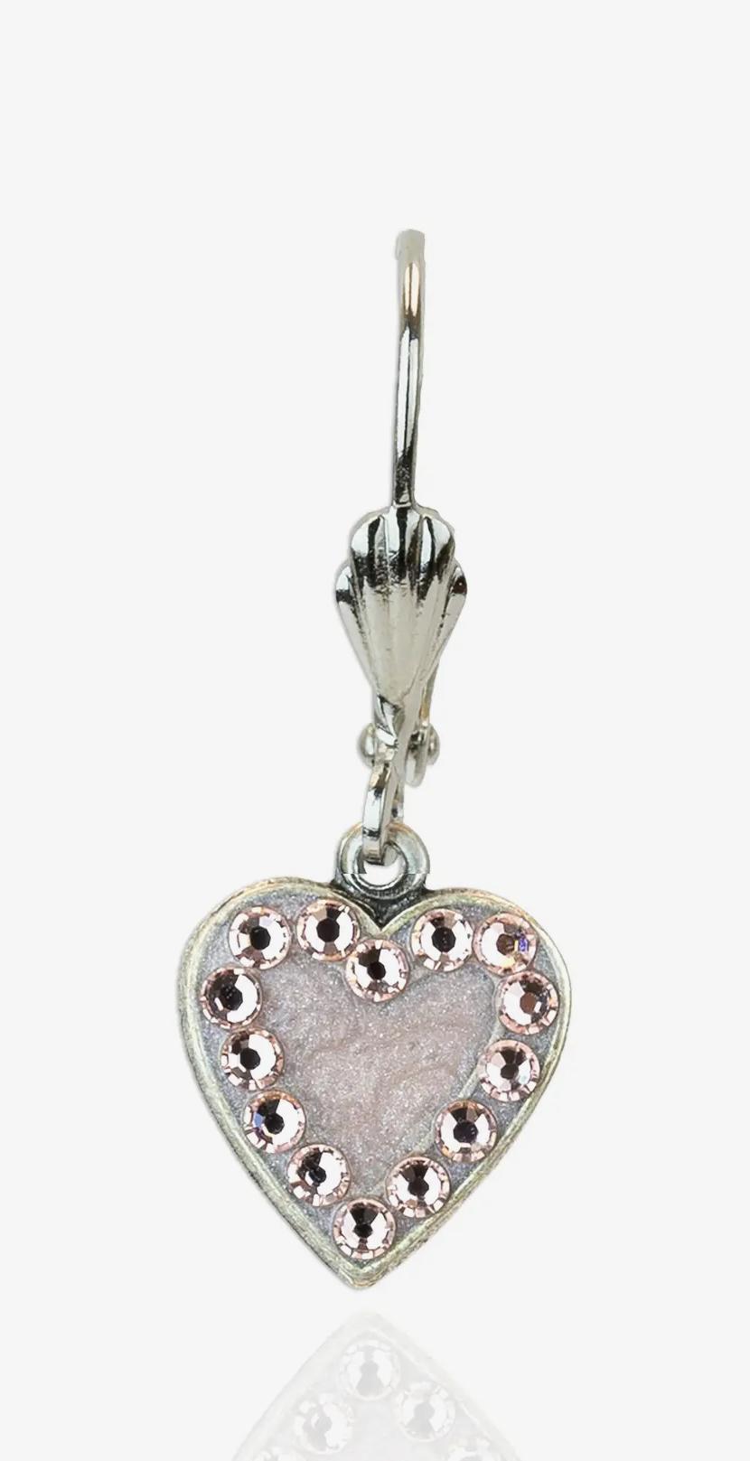 Pink Garden of Love Crystal Heart Charm Earring AKD0126