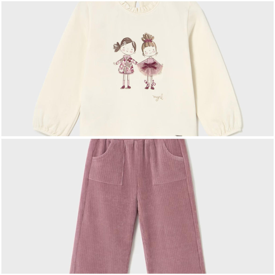 Girl Print Top & Corduroy Pants Set MYR825
