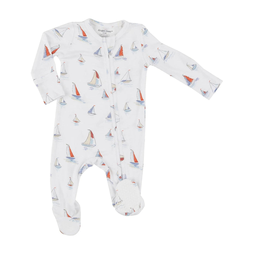 Sketchy Sailboats 2 Way Zipper Footie AGD