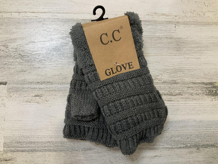Knitted Fingerless Gloves w/Sherpa Lining HAN1124