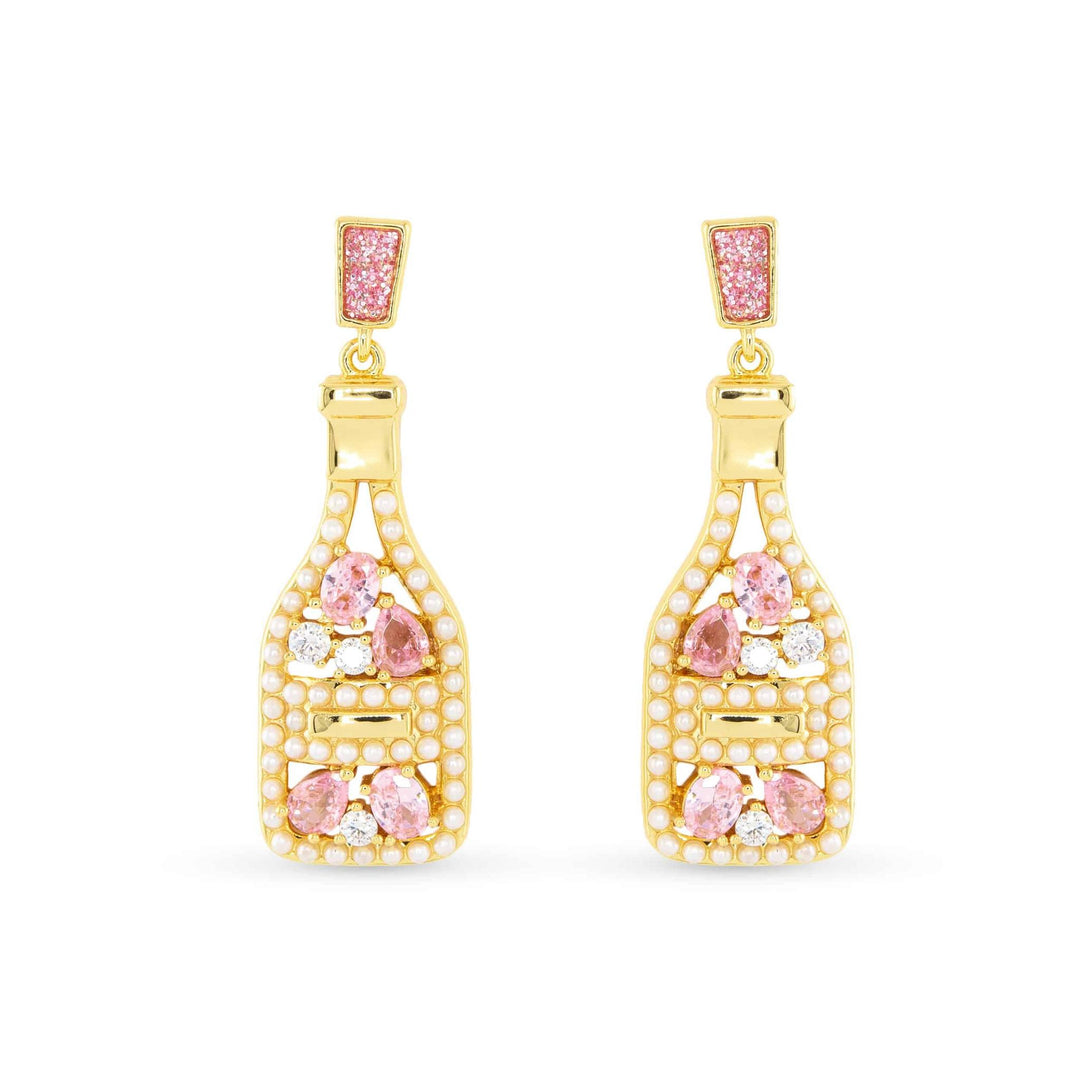 Gold CZ Rose Earrings ABC926