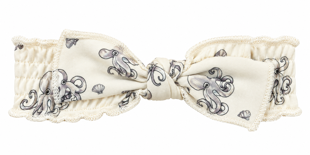 Organic Smocked Tie Headband, Octopus LVB926