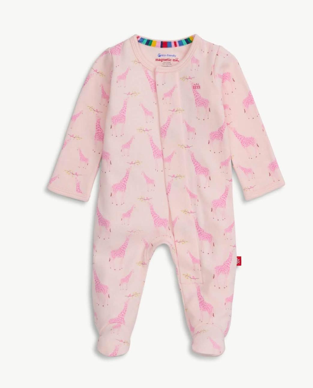 Pink Jolie Giraffe Organic Cotton Magnetic Footie MGM725