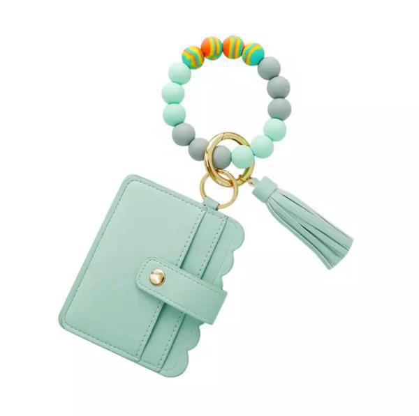 Wallet Wristlet Silicone Bead Tassel Keychain MBZ824