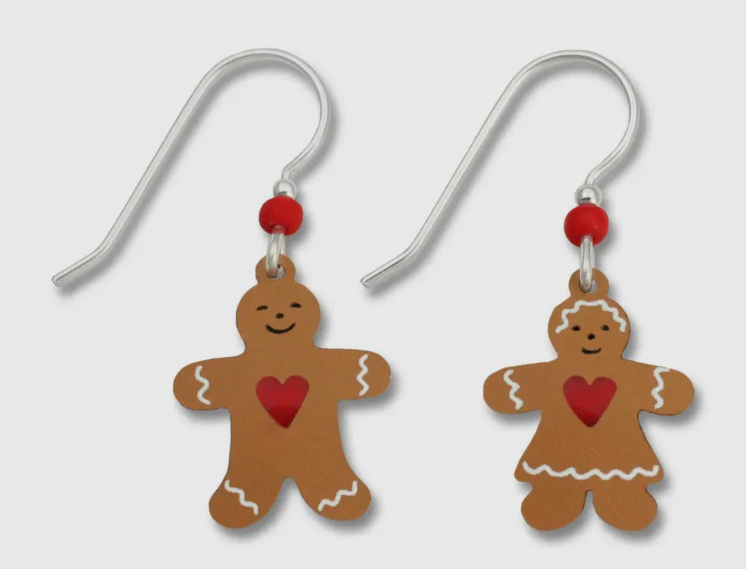 Ginger Bread Couple w/Red Heart Earrings 1081 SKY