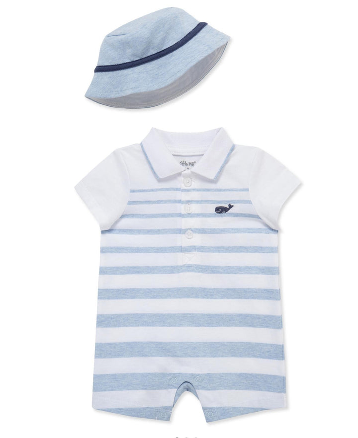 Whale Striped Romper w/Hat LTM0-126