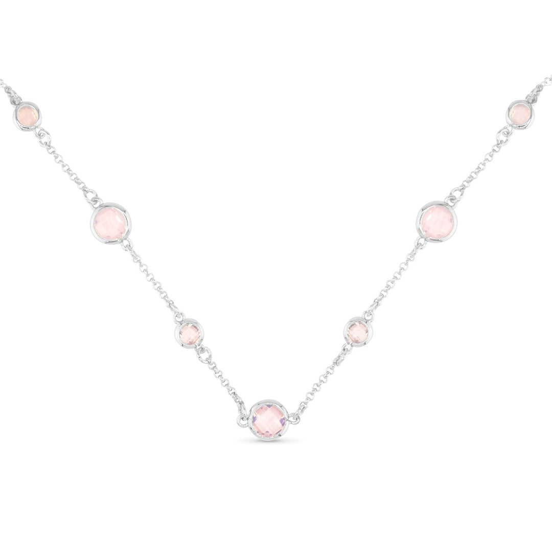 Silver Faceted CZ Necklace - Pink ABC526
